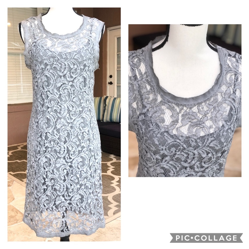 Et Compagnie Gray Sleeveless Lace Dress size 12